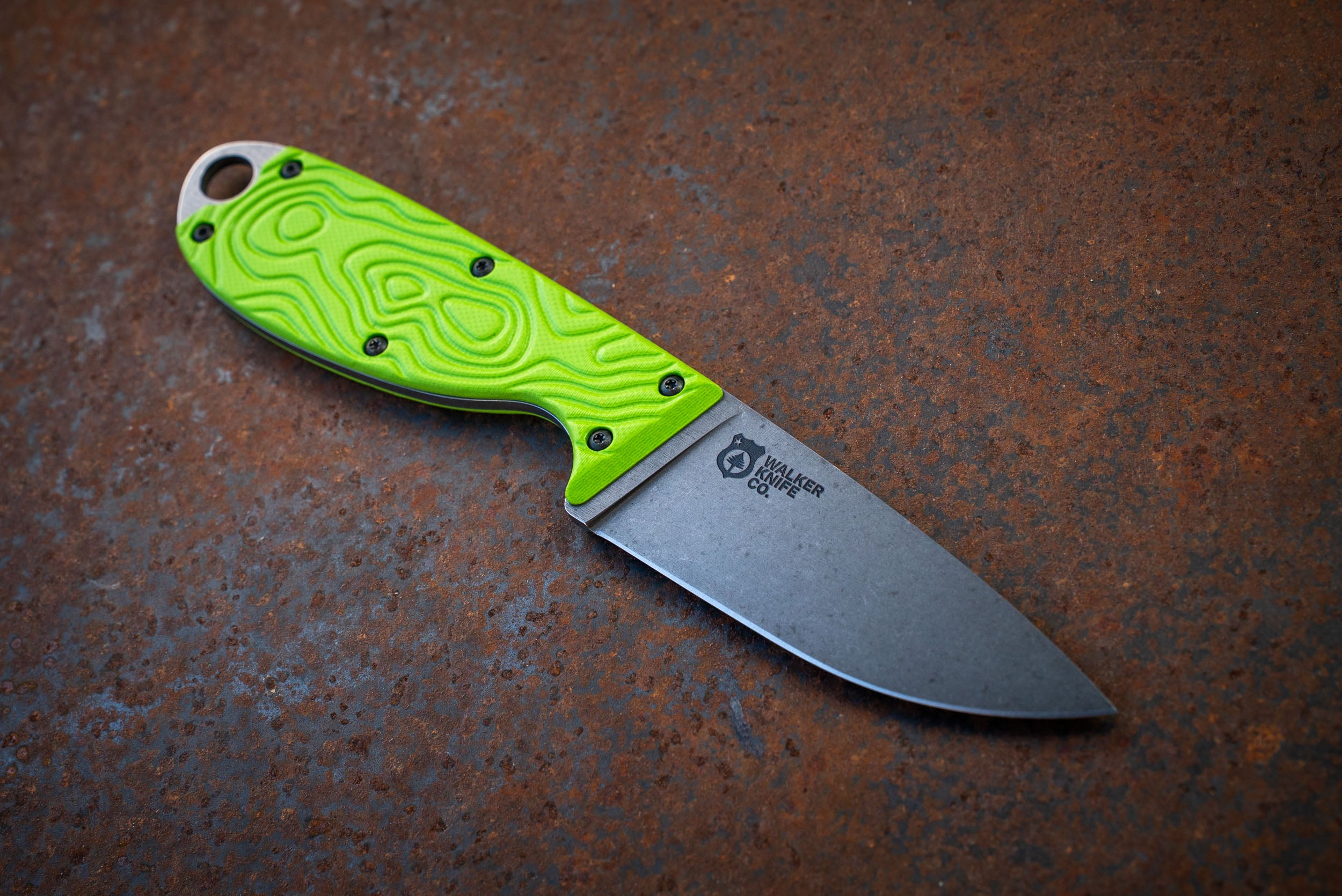The Tripper River Knife – Drop Point, Straight Edge, Toxic Green G10