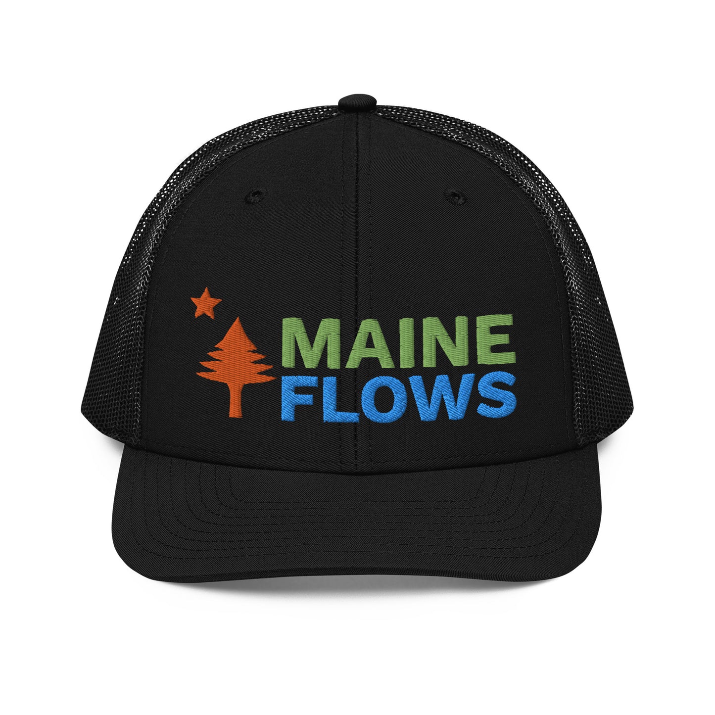 MAINE FLOWS Embroidered Trucker Black