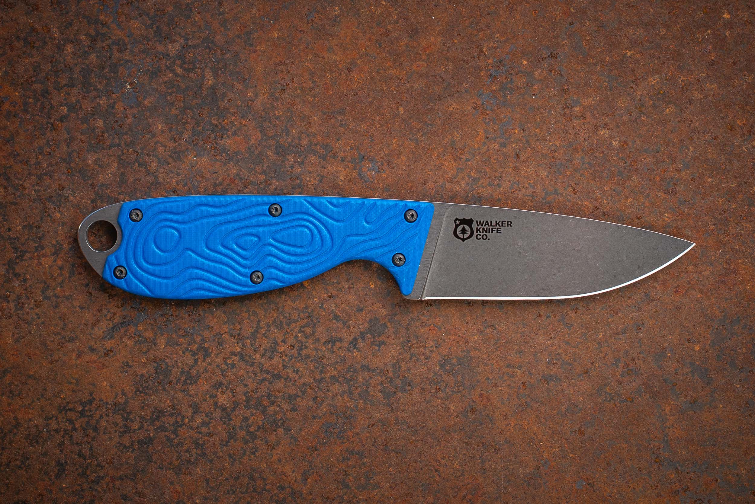 The Tripper River Knife – Drop Point, Straight Edge, Blue G10