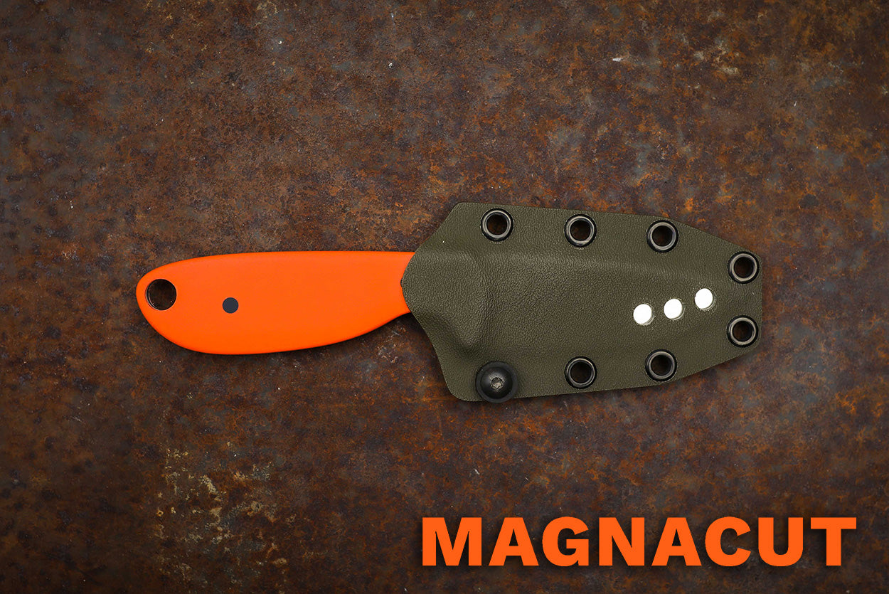 MagnaCut River Knife / Safety Orange with OD Green Kydex Sheath