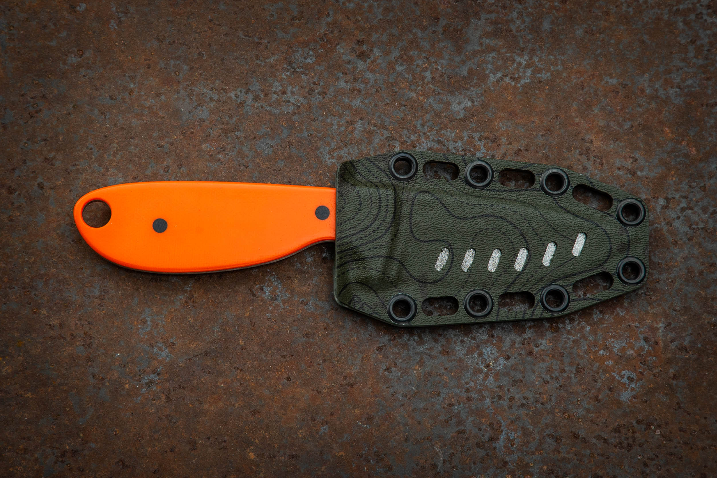 The Tripper River Knife – Drop Point, Straight Edge, Orange G10