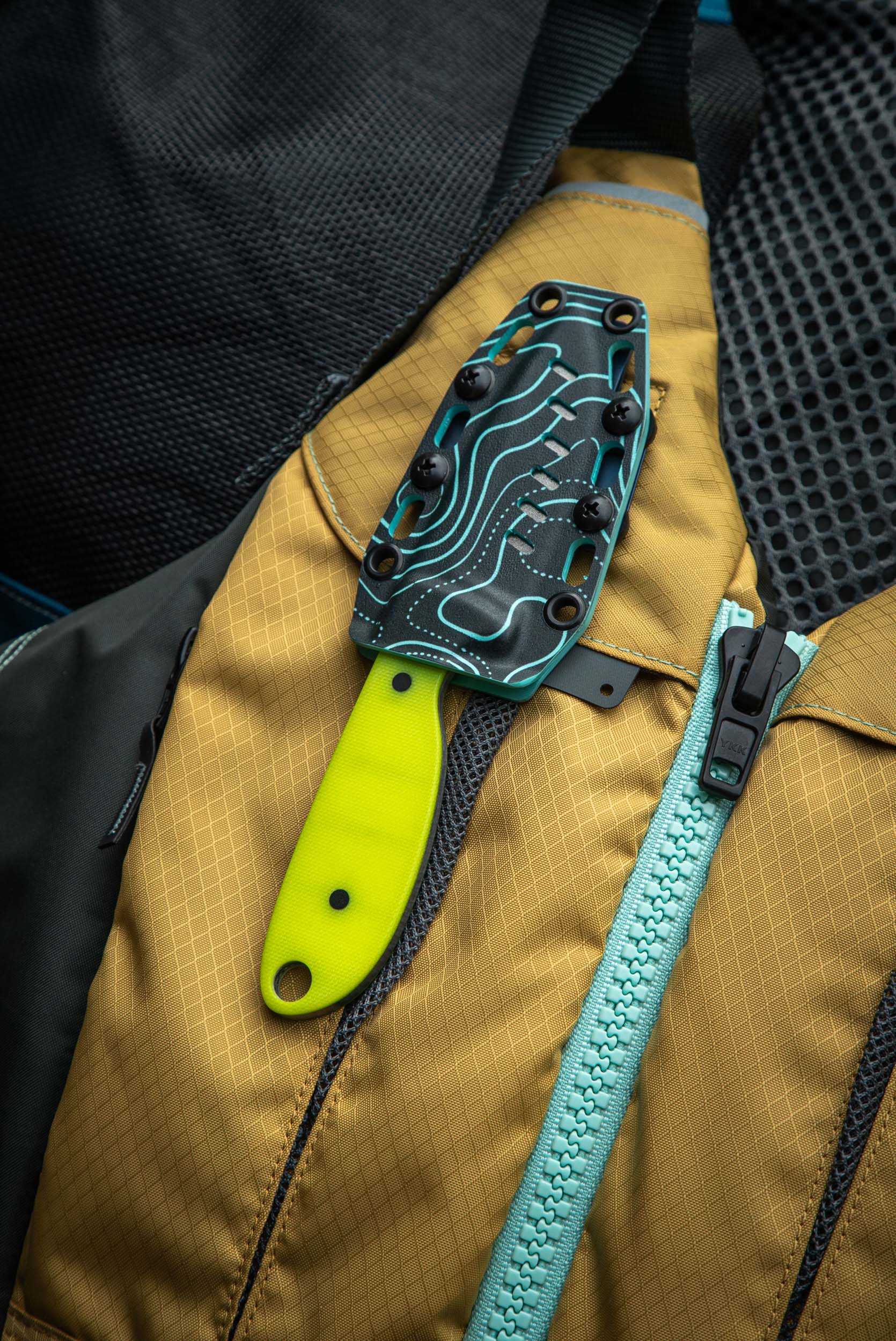 The Guardian River Knife – Blunt Tip, Serrated Edge, Dayglow Yellow G10