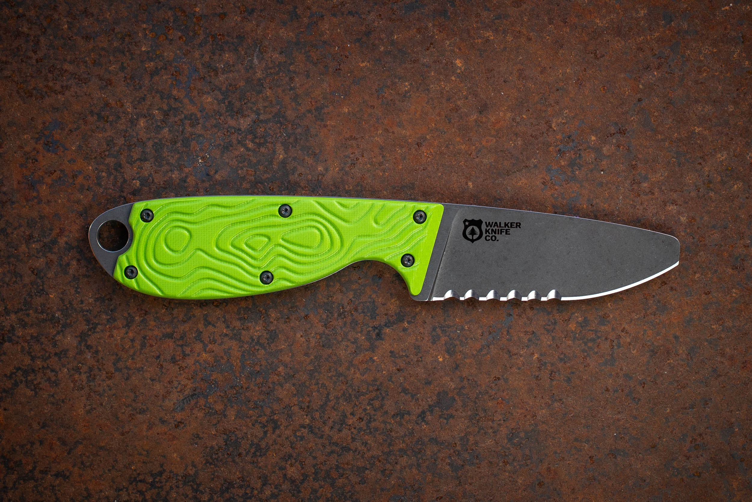 The Guardian River Knife – Blunt Tip, Serrated Edge, Toxic Green