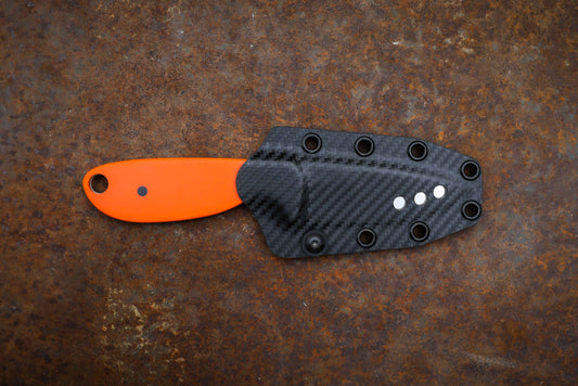 River Knife / Safety Orange with Black Carbon Kydex Sheath