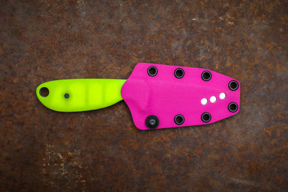 River Knife / Dayglow Yellow with Pink Kydex Sheath