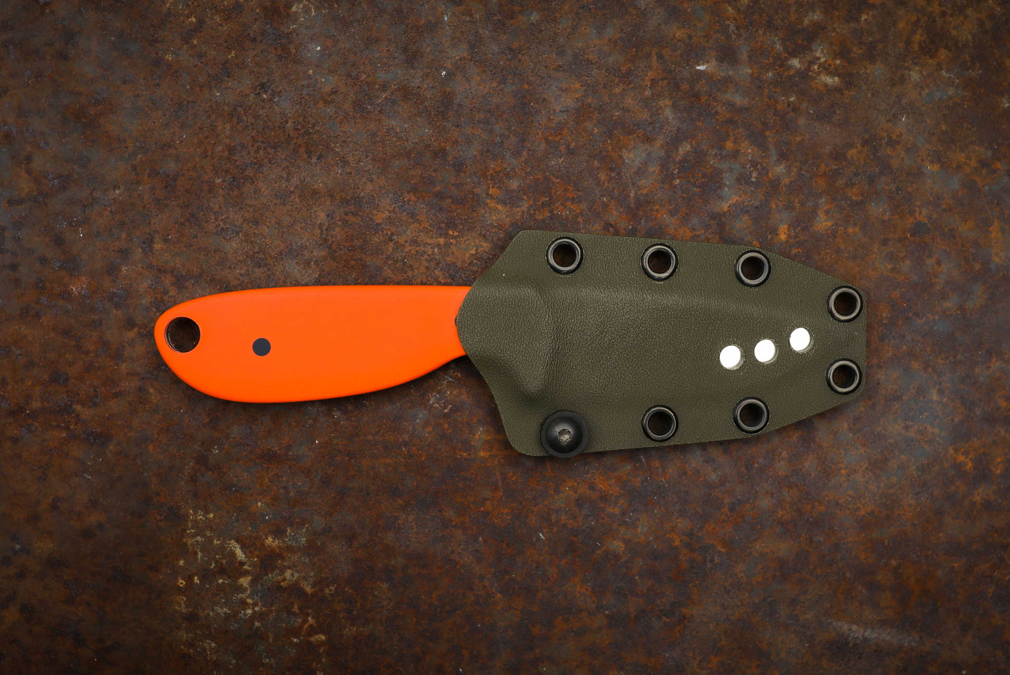 River Knife / Safety Orange with OD Green Kydex Sheath